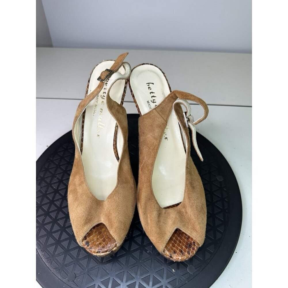Bettye Muller Women's Tan Leather Casual Sandal Sz 37 /7 US - Picture 2 of 10